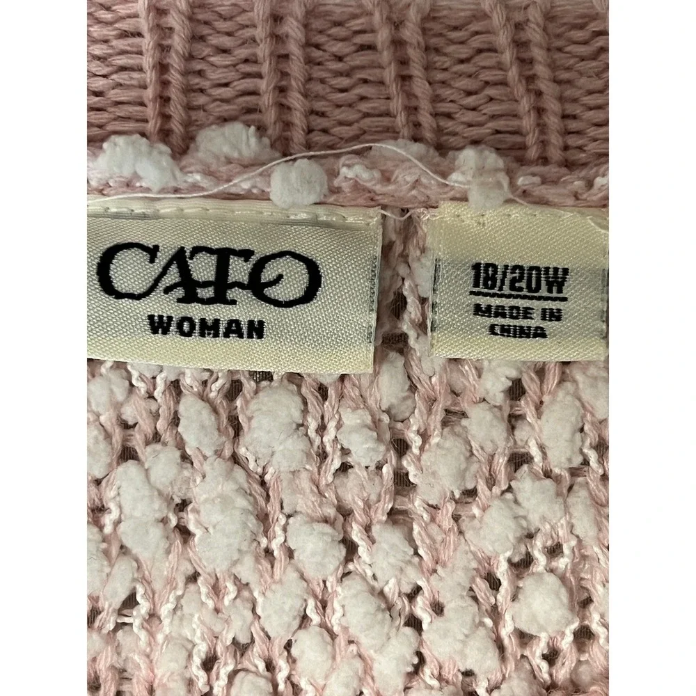 Cato Woman Pink Popcorn Knit Chunky Sweater Size 18W/20W Crew Neck Pullover